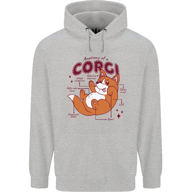 Weekend Flash Sale The Anatomy of a Corgi Dog Mens 80% Cotton Hoodie