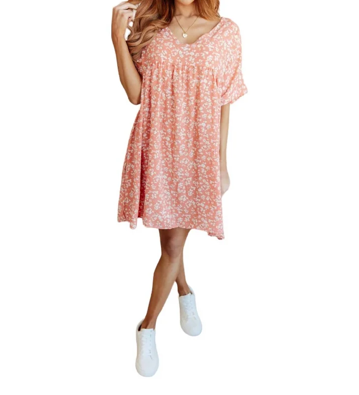 Super Savings Rodeo Lights Dolman Sleeve Dress In Coral Floral