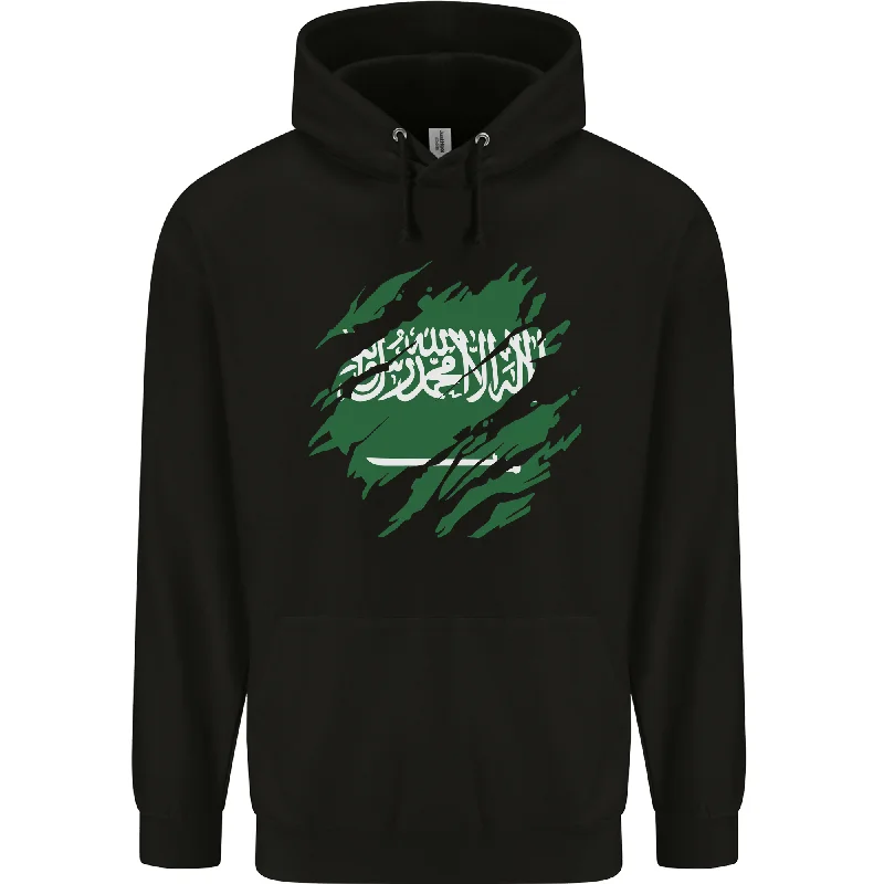 Price Rollback Torn Saudi Arabia Flag Arabian Day Football Mens 80% Cotton Hoodie