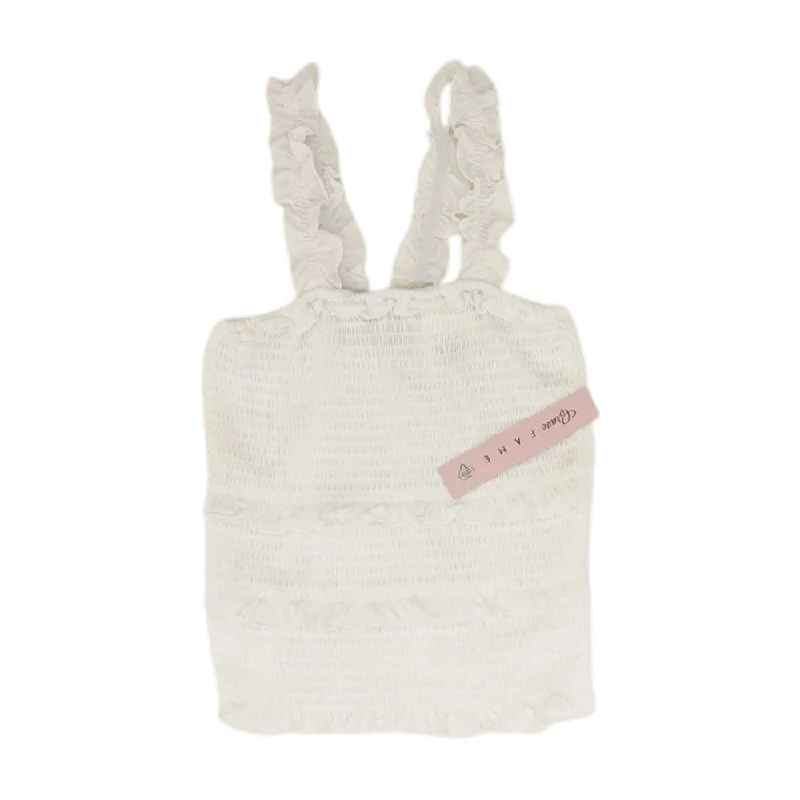 Seasonal Sale White Solid Cropped Knit Top