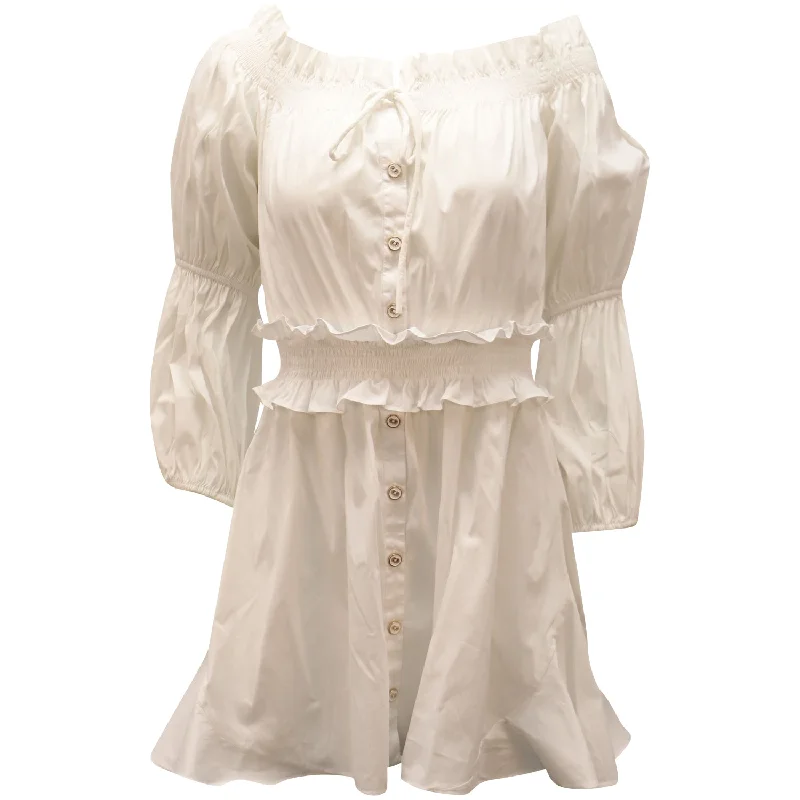 Low Prices Caroline Constas Off Shoulder with Puff Sleeves Dress in White Cotton