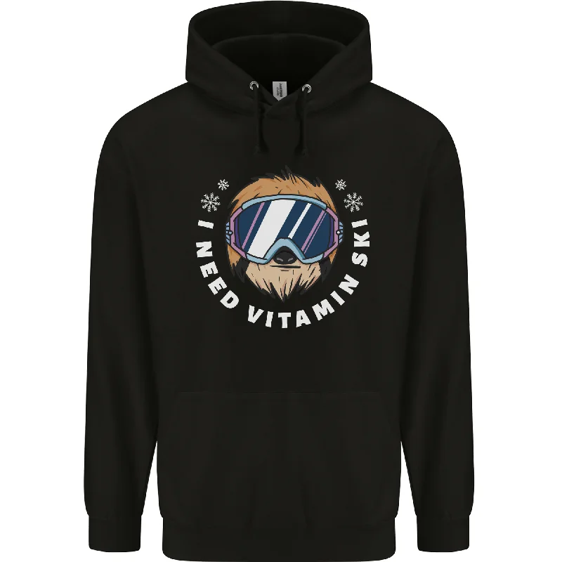 Special Price Vitamin Ski Funny Skiing Sloth Winter Sport Mens 80% Cotton Hoodie