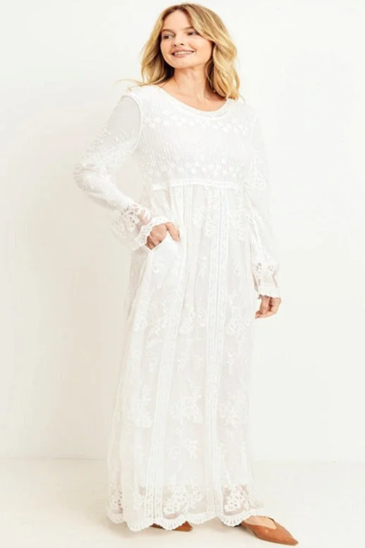 Hurry In Dainty Daisy White Temple Dress / Wedding Dress Including Plus Size