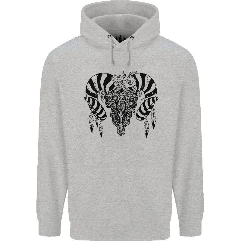 Sneak Peek Sale Tribal Bull Skull Buffalo Mens 80% Cotton Hoodie