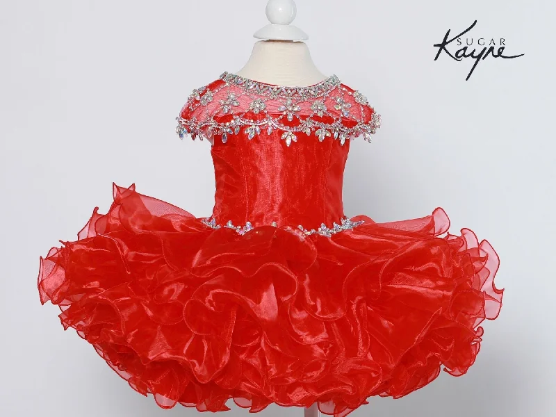 Time-Limited Offer Sugar Kayne C204 Short Ruffle Cupcake Girls Pageant Dress Beaded Cap Sleeve Corset Gown