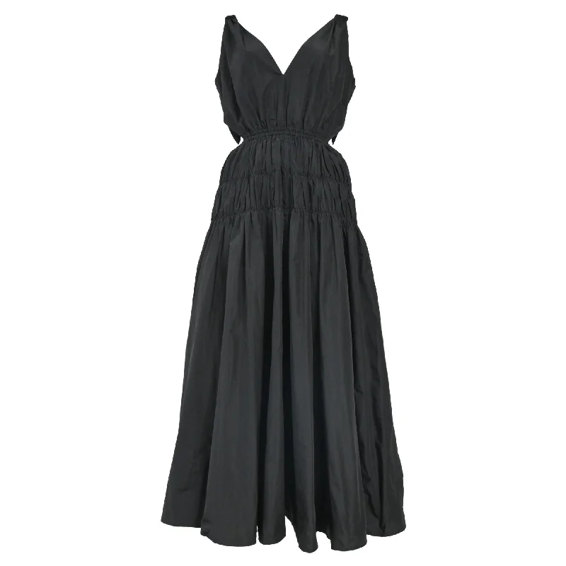 Stock Up and Save Maje Cut-Out Detail Midi Dress in Black Polyester