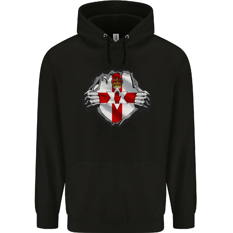 Super Bargain Ulster Flag N Ireland Gym Ripped Torn Mens 80% Cotton Hoodie