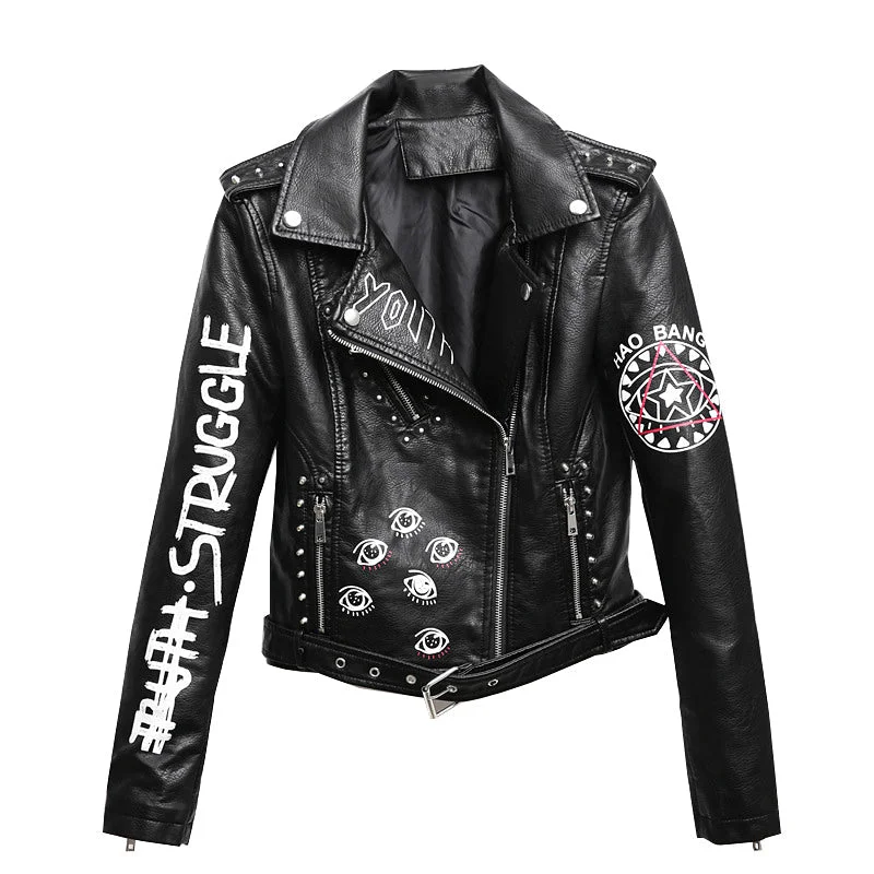 Big Savings Rocker Girl Outfit / Faux Soft Leather Motorcycle Jacket