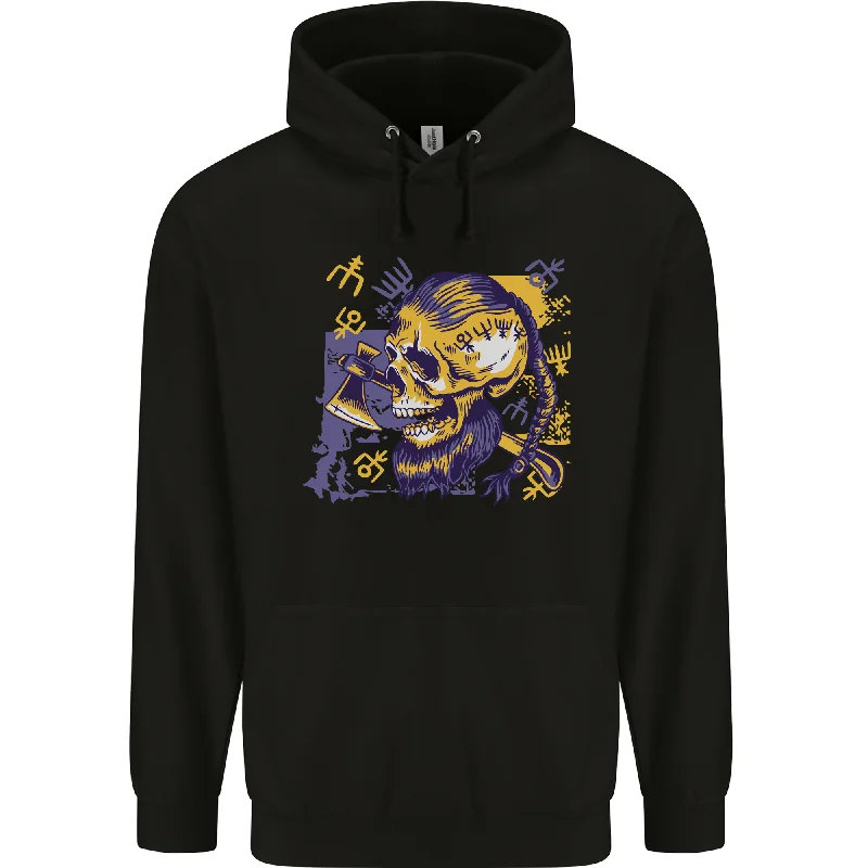 Deal Mania Viking Symbols Skull Mens 80% Cotton Hoodie