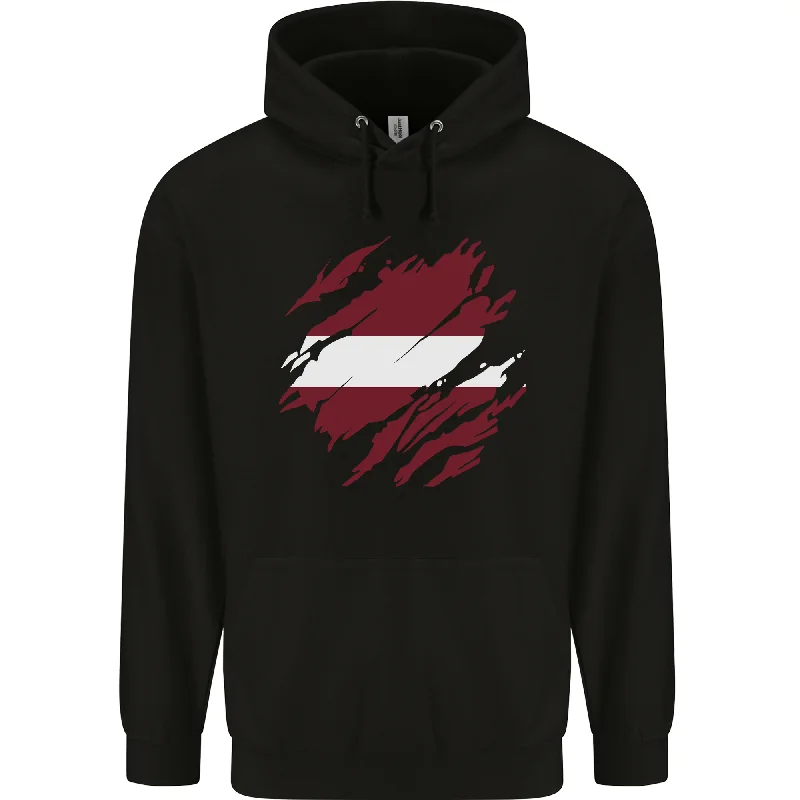 Exclusive Offers Torn Latvia Flag Latvian Day Football Mens 80% Cotton Hoodie