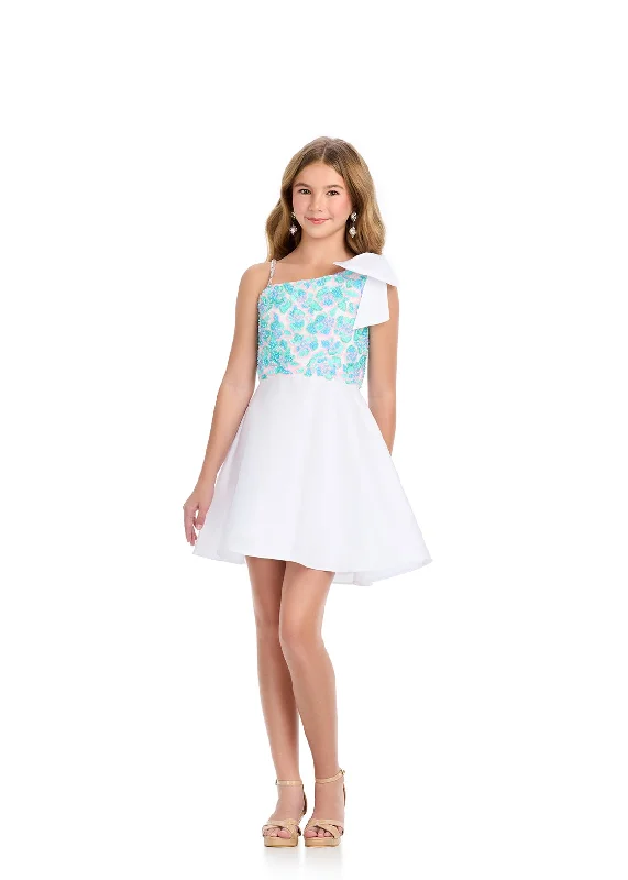 Anniversary Sale Ashley Lauren Kids 8284 Short Beaded Cocktail Dress Girls Pageant Formal Wear Bow One Shoulder