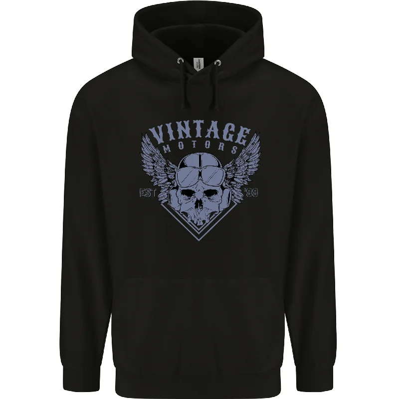 Fantastic Offers Vintage Motorcycle Biker Skulls Motorbike Mens 80% Cotton Hoodie
