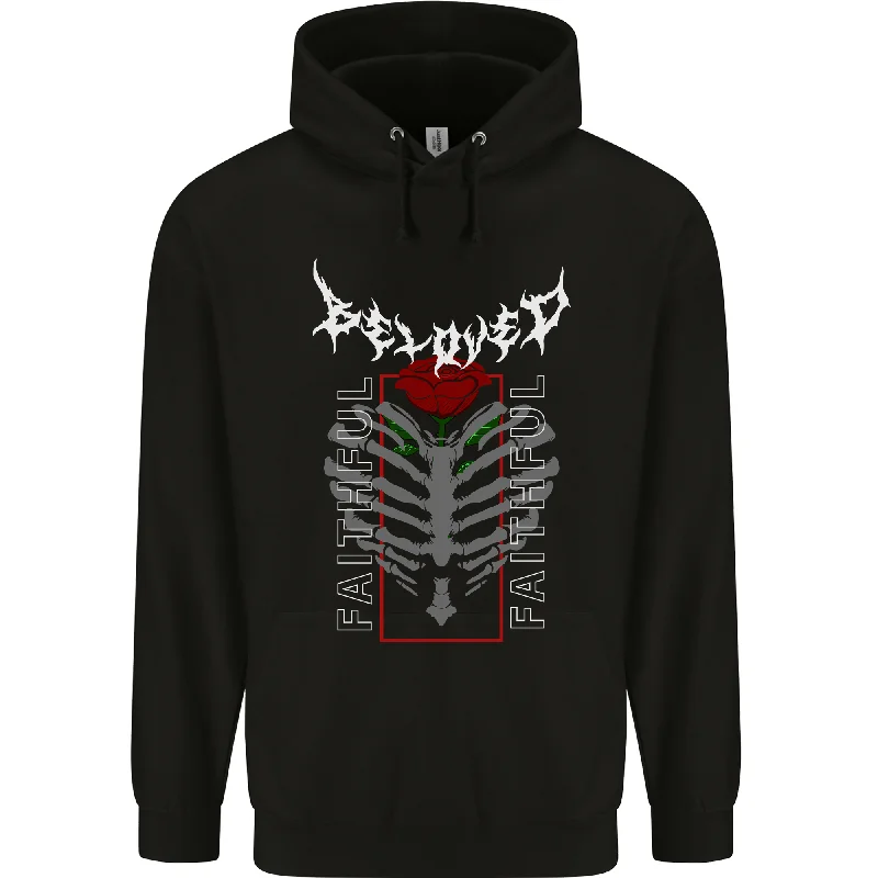 Midnight Sale Rib Cage Beloved Gothic Heavy Metal Biker Mens 80% Cotton Hoodie