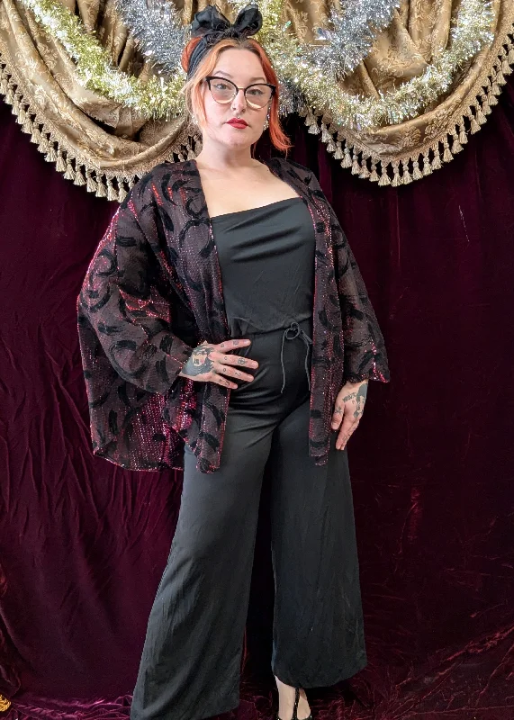 Savings Alert Vintage 70s Polyester Black Jumpsuit