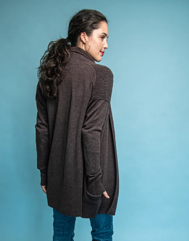 Clearance Event Coatigan with Pleated Shoulders in Hazel