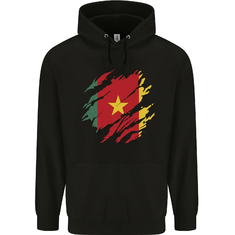 Best Bargains Torn Cameroon Flag Cameroonian Day Football Mens 80% Cotton Hoodie
