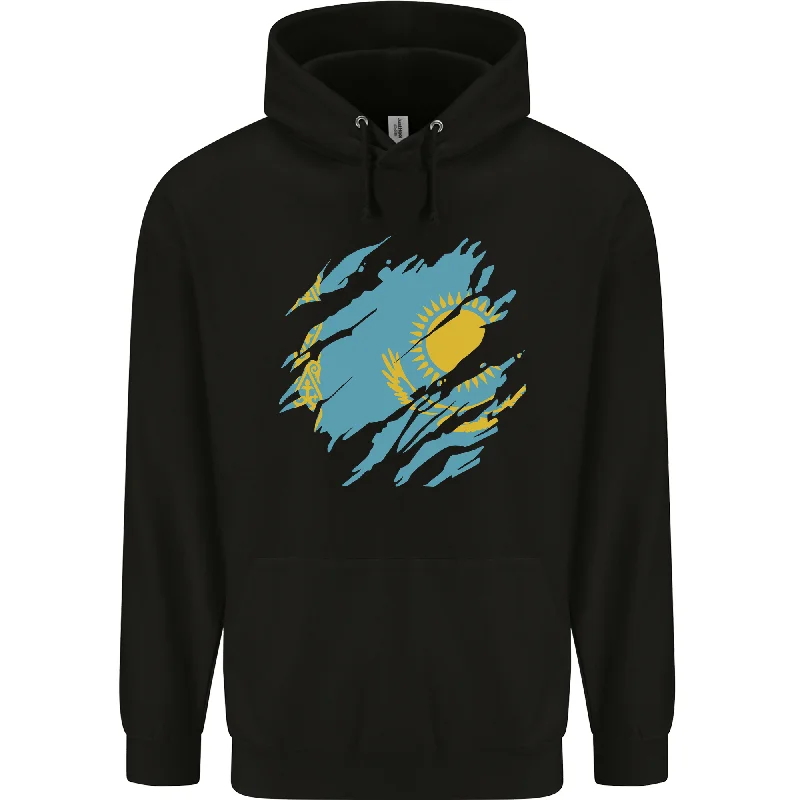 Crazy Savings Torn Kazakhstan Flag Kazakh Day Football Mens 80% Cotton Hoodie