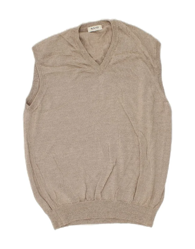 Limited Edition VINTAGE Womens Vest Tank Top UK 12 Medium Grey Virgin Wool