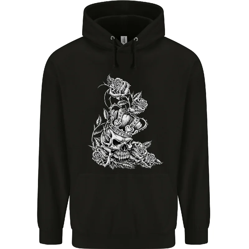 Savings Galore Skull Crown Biker Skull Gothic Heavy Metal Mens 80% Cotton Hoodie