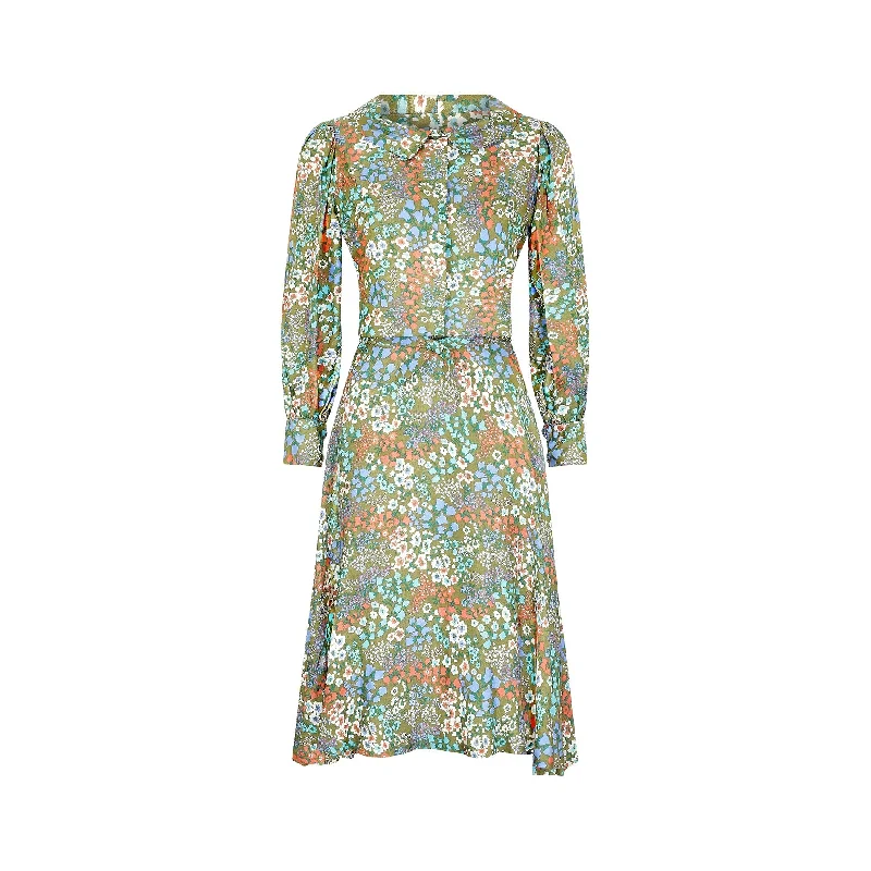 Early Bird Discount 1950s Floral Print Silk Dress and Jacket Suit