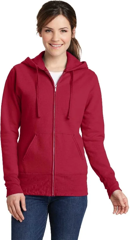 While Supplies Last Port & Company LPC78ZH Ladies Core Fleece Full-Zip Hooded Sweatshirt - Red