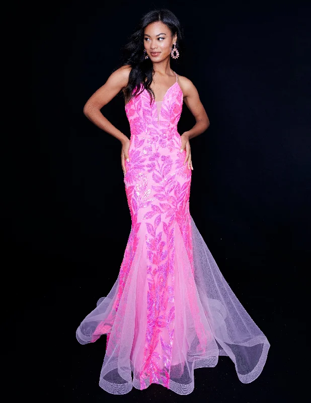 Low Prices Nina Canacci 8236 Size 4 Pink Sequin Mermaid Prom Dress Backless Corset Formal Gown V Neck