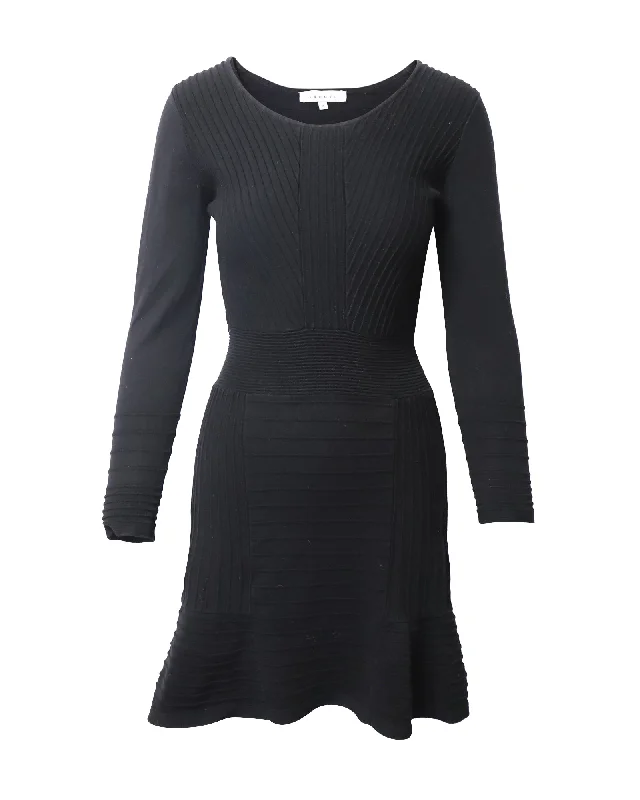 Weekend Flash Sale Sandro Paris Fluted Knit Dress in Black Cotton