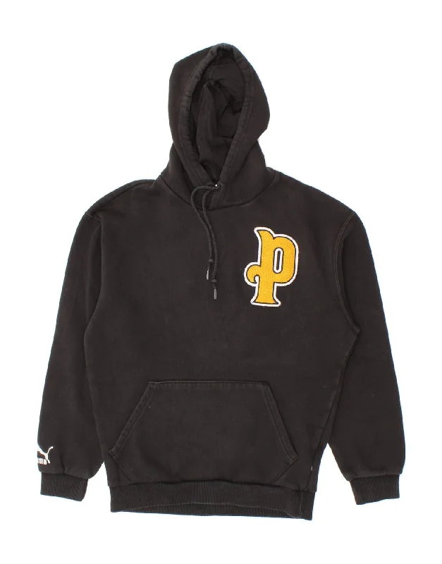 Bonus Savings PUMA Womens Graphic Hoodie Jumper UK 6 XS Black Cotton