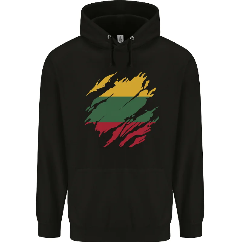 Huge Savings Torn Lithuania Flag Lithuania Day Football Mens 80% Cotton Hoodie