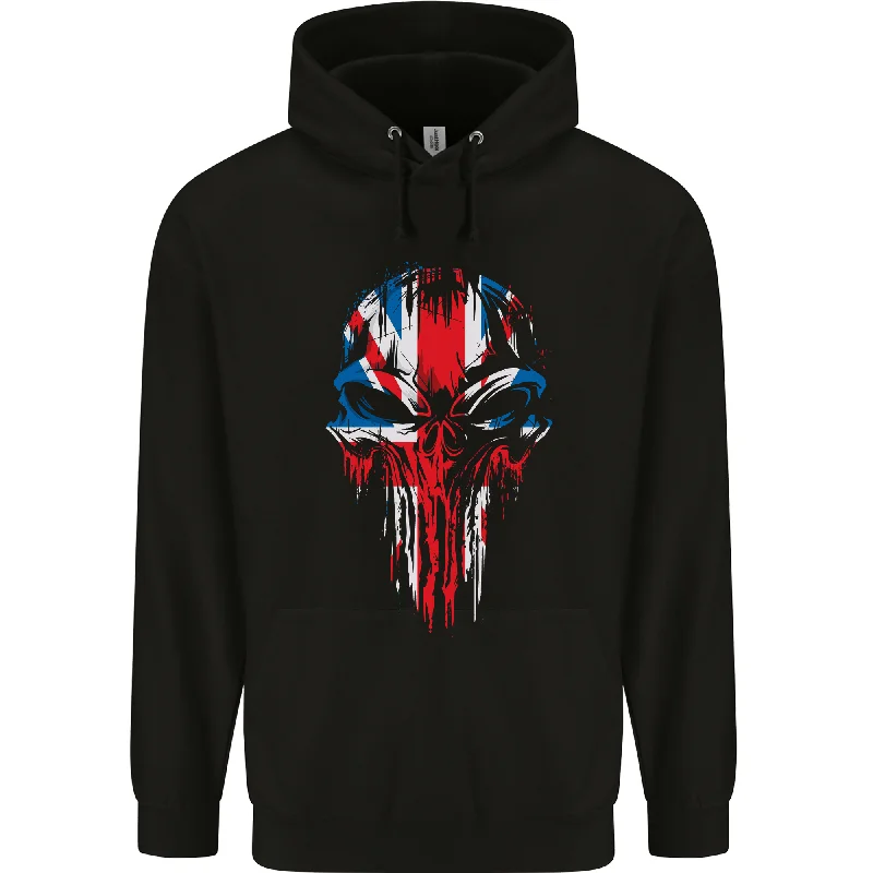 Must-Have Deals Union Jack Flag Skull Gym MMA Biker Britain Mens 80% Cotton Hoodie