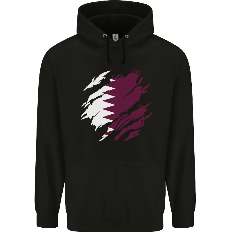 Low Prices Torn Qatar Flag Qatari Day Football Mens 80% Cotton Hoodie