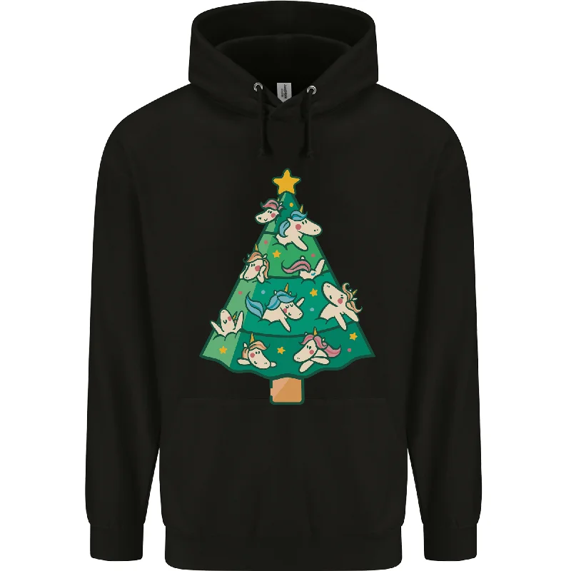 Crazy Savings Unicorn Christmas Tree Xmas Mens 80% Cotton Hoodie