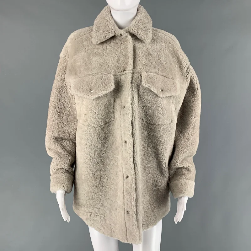 Savings Event IRO Size L Grey Black Shearling Oversized Jacket