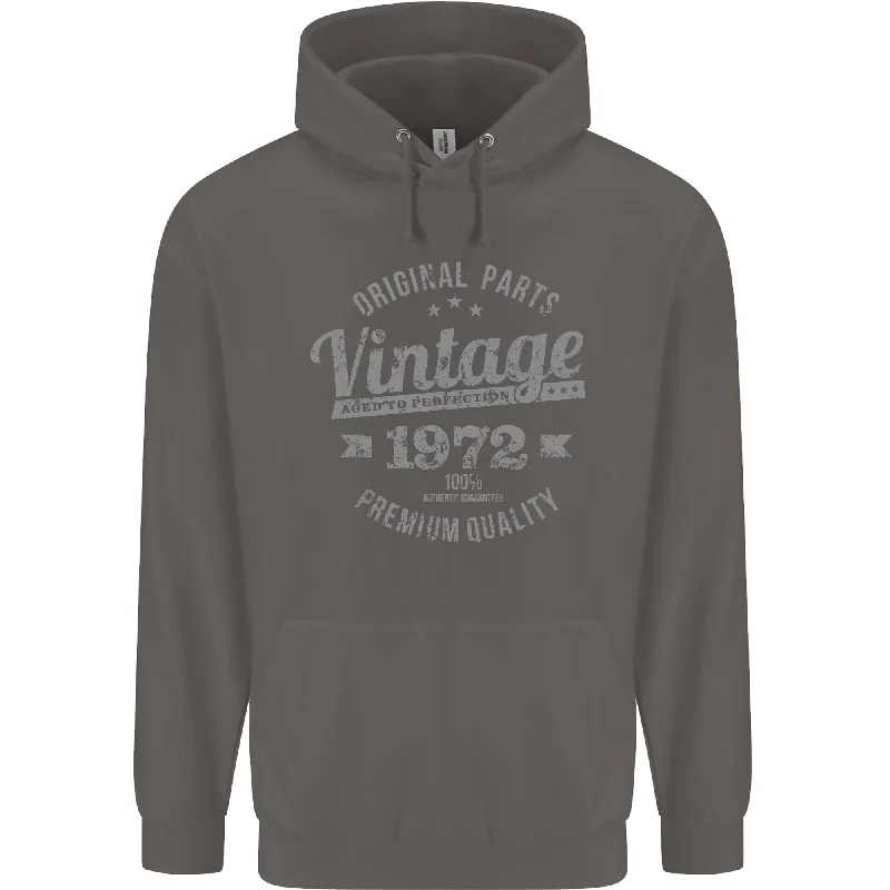 Year-End Clearance Vintage Year 52nd Birthday 1972 Mens 80% Cotton Hoodie Charcoal