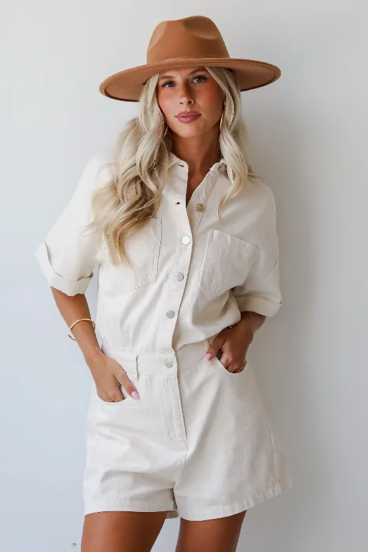 Super Savings FINAL SALE - Appealing Perfection Ivory Denim Romper