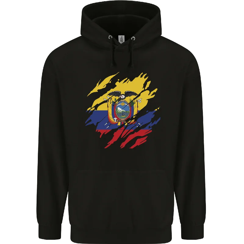Great Deals Torn Ecuador Flag Ecuadorian Day Football Mens 80% Cotton Hoodie