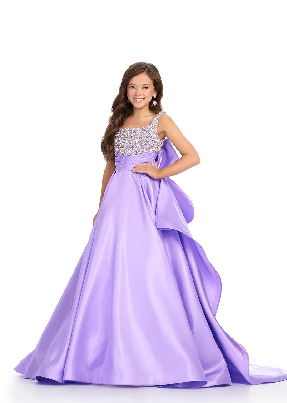 Buy Now Ashley Lauren 8278 Size 6 Orchid Girls Satin Ballgown Large Bow Pageant Dress Crystal Bodice Gown