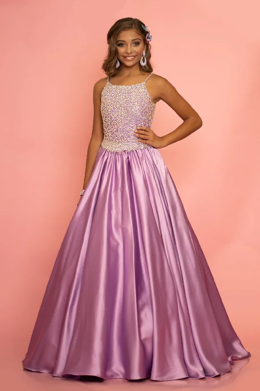 Year-End Sale Sugar Kayne C134 Size 12 Orchid girls Crystal Satin Pageant dress ball gown Formal Teen