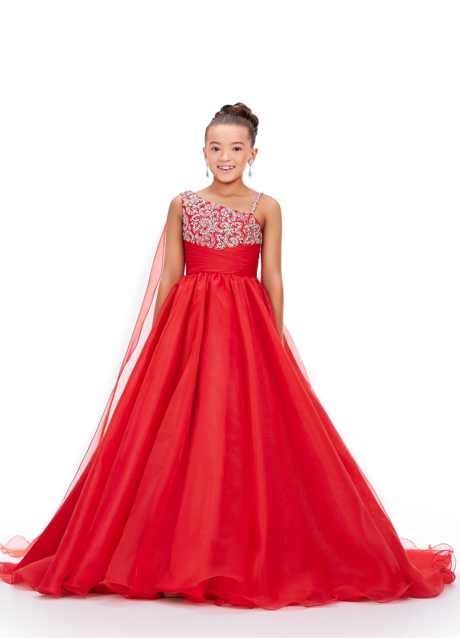 Special Discount Ashley Lauren Kids 8212 One Shoulder Girls Pageant Dress Cape A Line Ball Gown Crystal