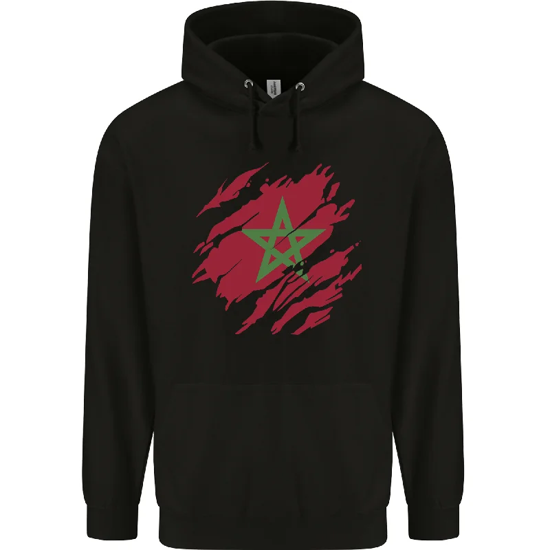 Bonus Savings Torn Morocco Flag Moroccan Day Football Mens 80% Cotton Hoodie