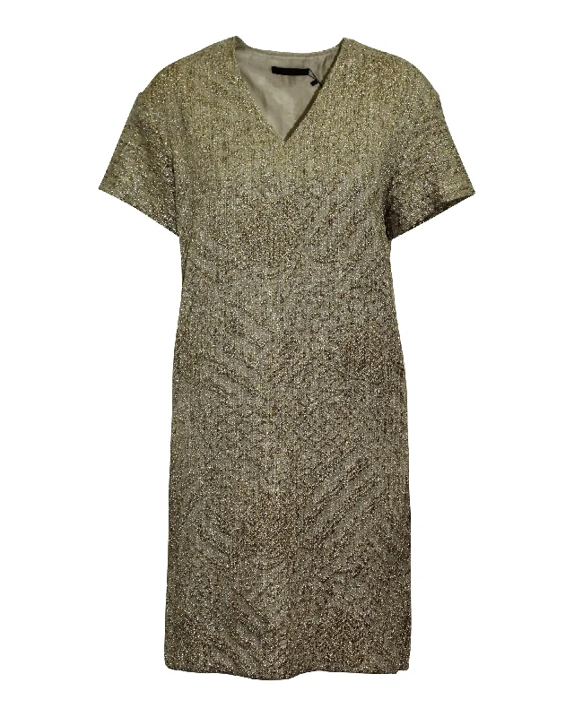 Price Cut The Row Glitter Embellished Short Dress in Metallic Gold Polyester