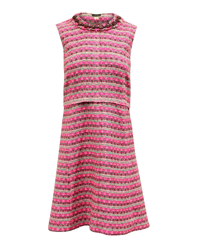Huge Discounts Marc Jacobs Striped Sleeveless Shift Dress in Pink Acrylic