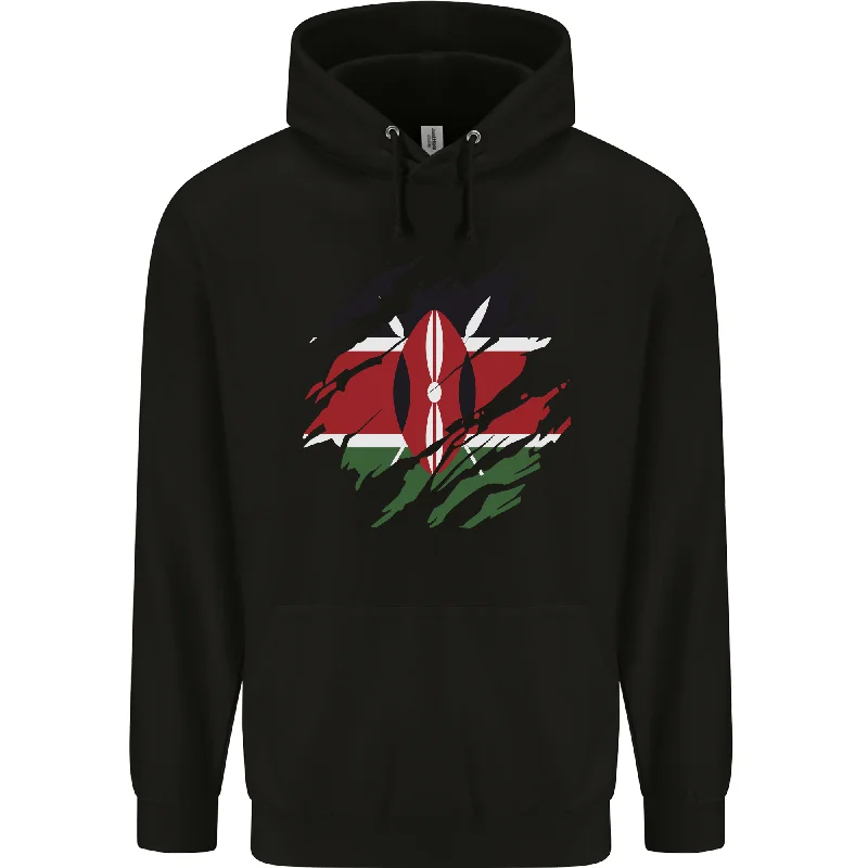 Daily Specials Torn Kenya Flag Kenyan Day Football Mens 80% Cotton Hoodie
