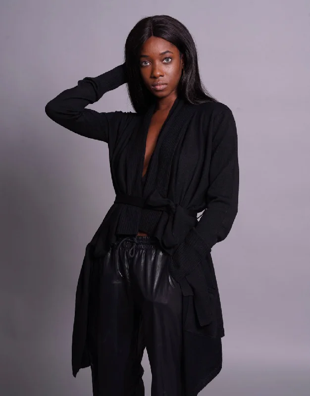 Quick Sale Wrap Around Wool Jacket in Black