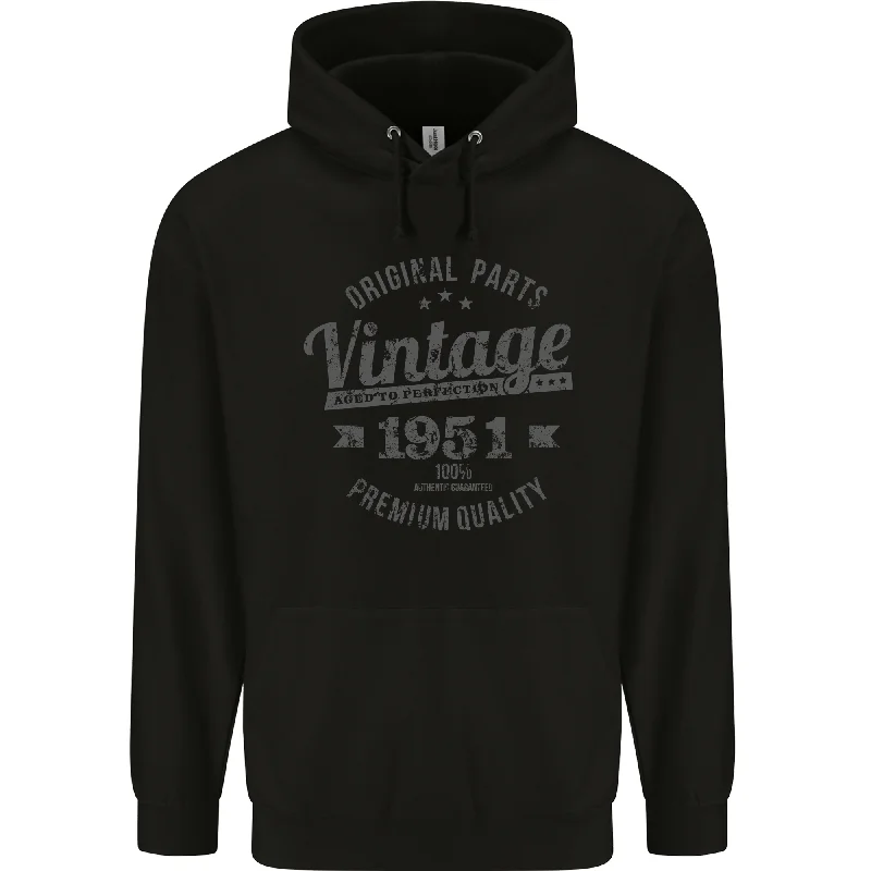 Savings Alert Vintage Year 73rd Birthday 1951 Mens 80% Cotton Hoodie Black