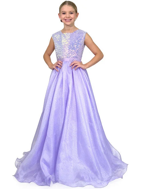 Lowest Price Marc Defang 5009 size 4 Lilac Girls Pageant Dress Long A Line Sequins Organza Long Skirt