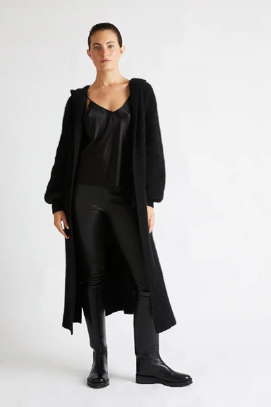 Online Only + Beryll Cashmere Coat with Hood | Black Rock