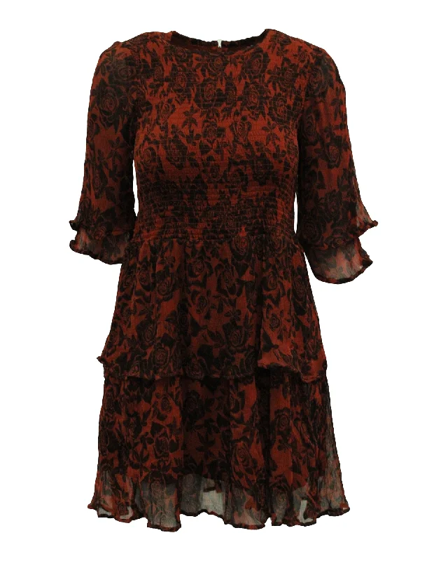 While Supplies Last Ganni Beaumont Mini Dress in Floral Print Viscose