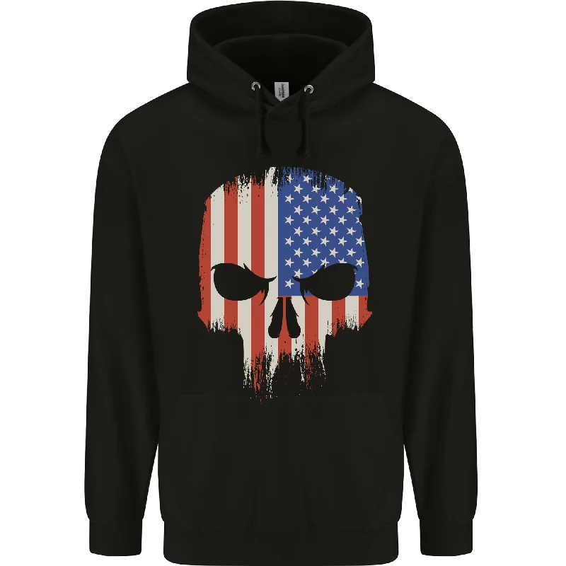 Quick Sale USA Skull America Gym Bodybuilding Biker Mens 80% Cotton Hoodie