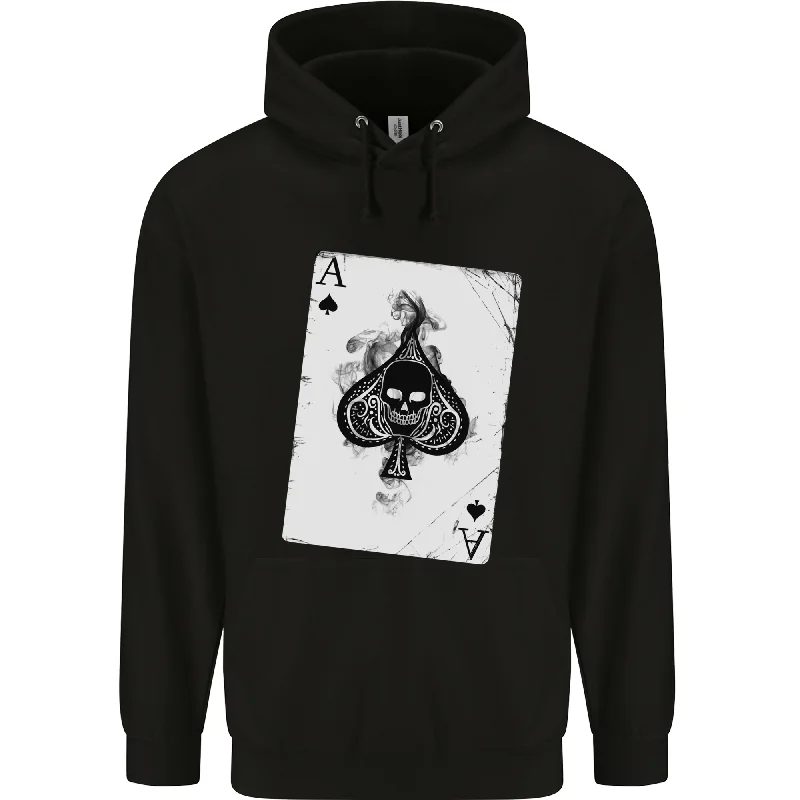 Final Clearance Smokinig Ace of Spades Skull Biker Heay Metal Mens 80% Cotton Hoodie